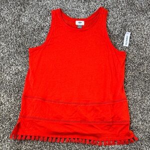 Old Navy Bright OrangeTassel Hem Sleeveless Top